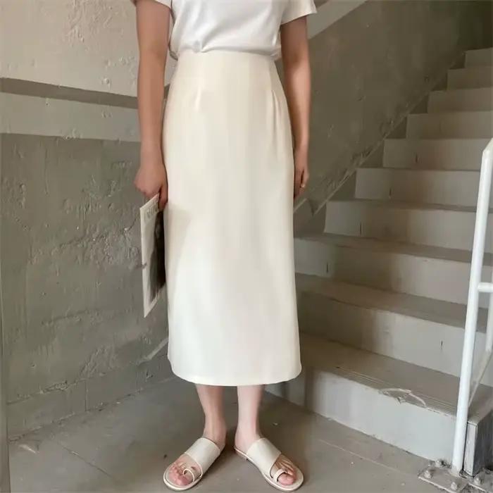 Jupe de costume professionnelle pour femme, coupe trapèze, en mélange de coton et polyester léger, l