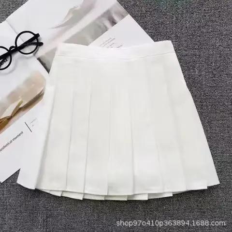 Lot de 2 jupes plissées blanches pour filles, style coréen, taille haute, coupe trapèze, version aca