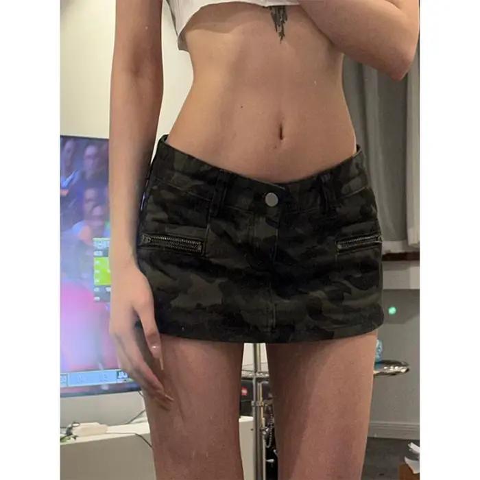 Mini jupe en jean de Camouflage pour femmes, Vintage des années 2000, taille basse, Harajuku, Style 