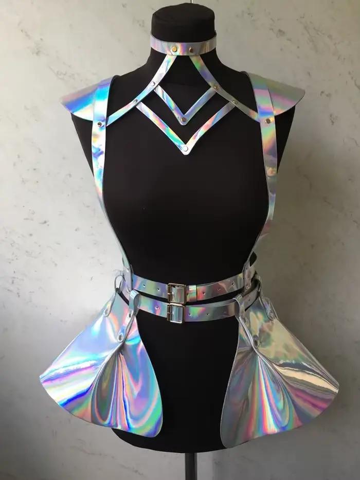 Jupe à bretelles colorée, ceinture de bal, costume de cosplay pour femmes, chanteuse de concert, cos