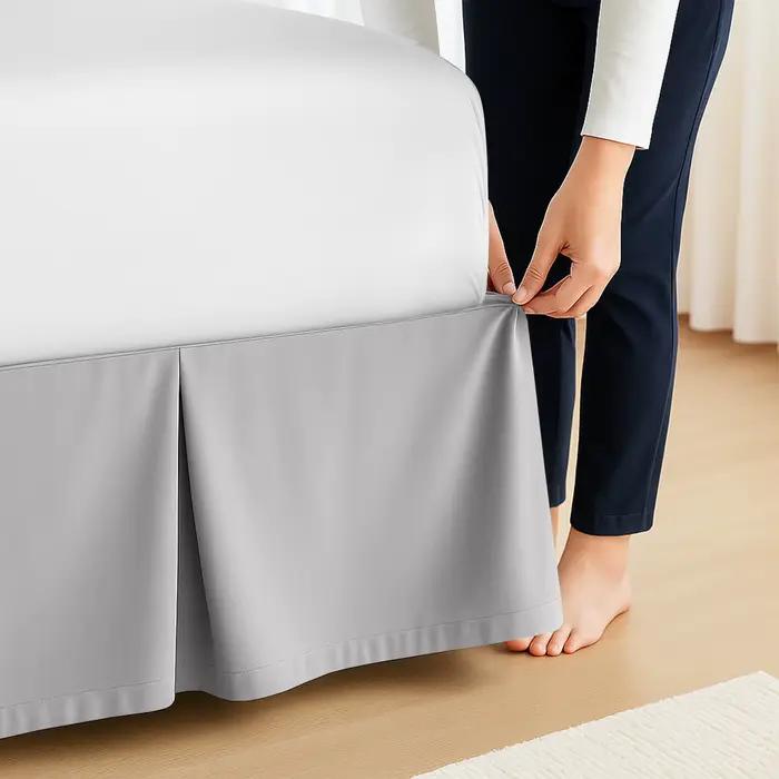 Jupe de lit plissée classique - Luxe, douceur, style et élégance, avec sangles ajustables, tombé par