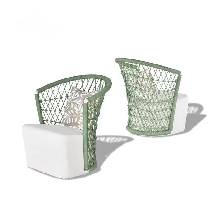 Chaises de mobilier d'extérieur modernes toutes saisons, cadre en aluminium, tissage de corde, chais