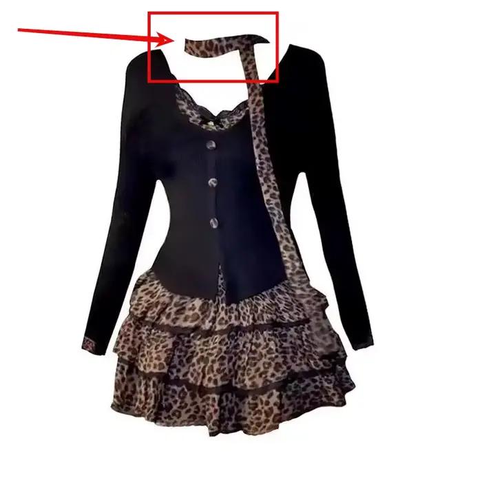 Y2k – ensemble Punk rétro Sexy pour femmes, nouveau costume, écharpe, haut à manches longues, taille