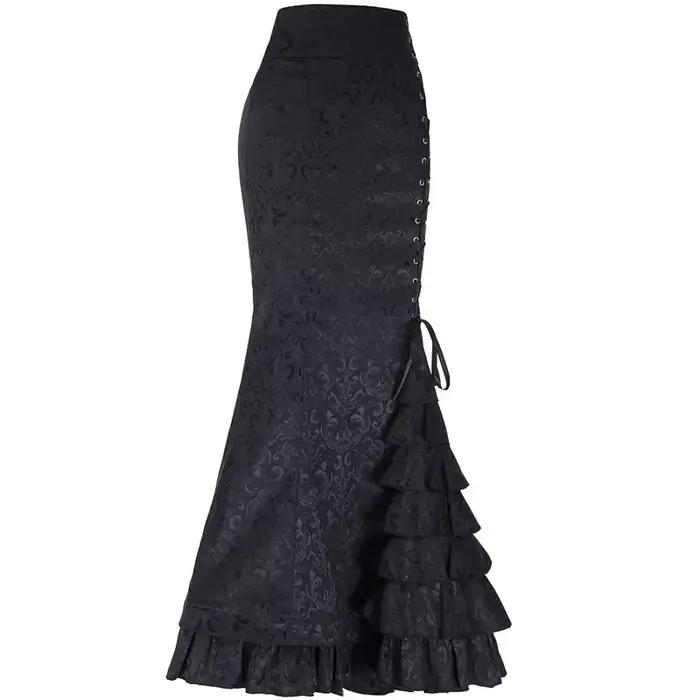 1 pièce/lot Jupe longue pour femme, style vintage rétro, coupe sirène, à volants, ajustée, à lacets,