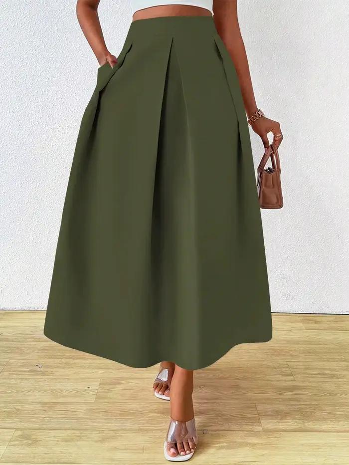 Jupe plissée élégante taille haute avec grande jupe évasée pour femme, tenue maxi d'été pour femme