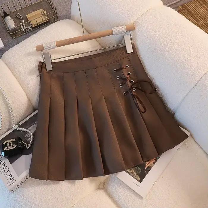 Mini jupe plissée taille haute pour femmes, Design Sense, Style collège, jupe courte amincissante, l