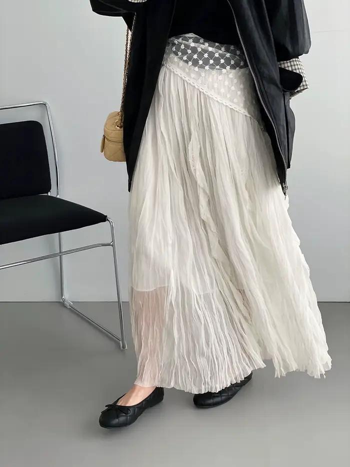 Nouvelle jupe élégante en dentelle à taille élastique pour femme 2026