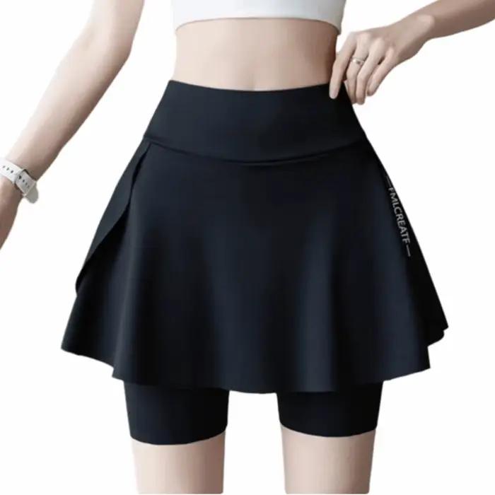 Jupes de tennis élastiques pour femmes, séchage rapide, poches intégrées, jupes faux deux pièces, an