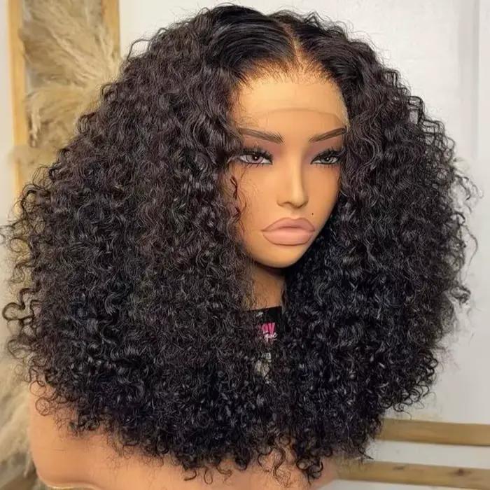 Perruque synthétique courte bouclée style bob, 13x4 HD, avec dentelle frontale complète, pré-épilée,