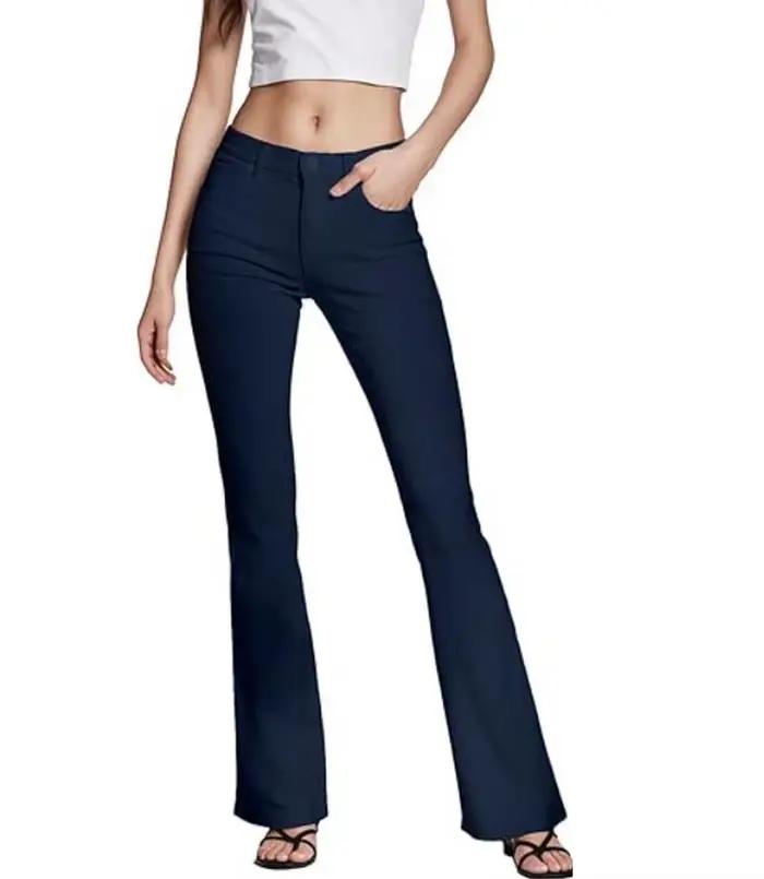 Pantalon évasé pour femme avec poches, robe crayon commandée, cloche Bootcut, jeans FjFlared astrono