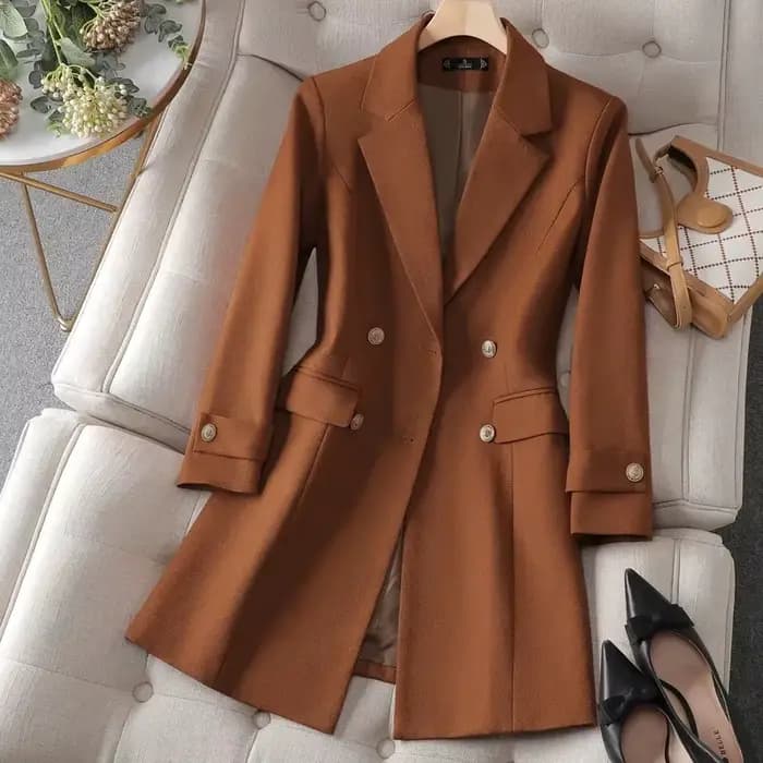 Blazer long pour femme, veste formelle pour femme, vêtements de travail d'affaires, manteau femme, a