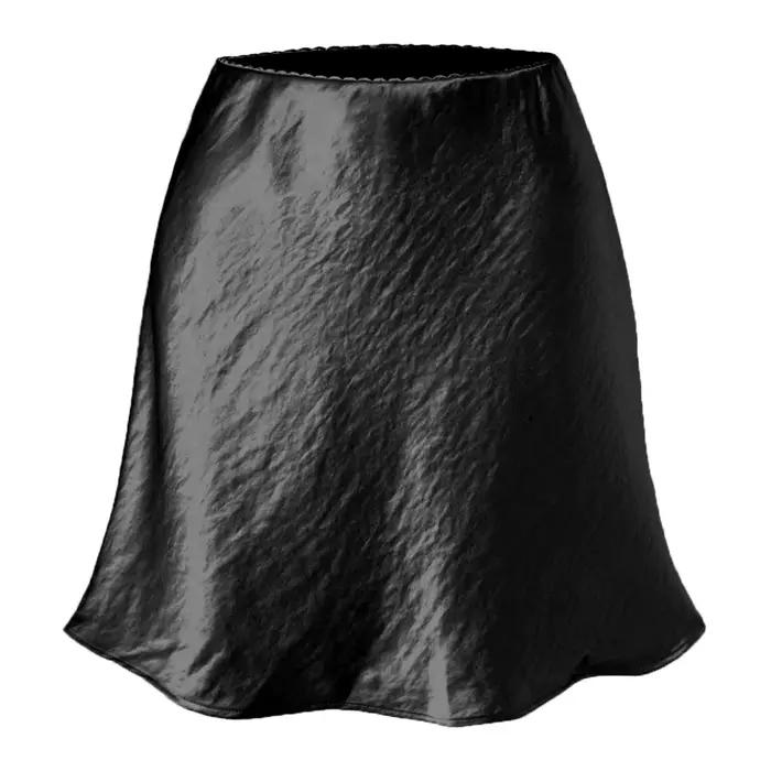 Mini jupe en Satin texturé froissé, taille haute, extensible, garniture en dentelle, élégante, jupe 