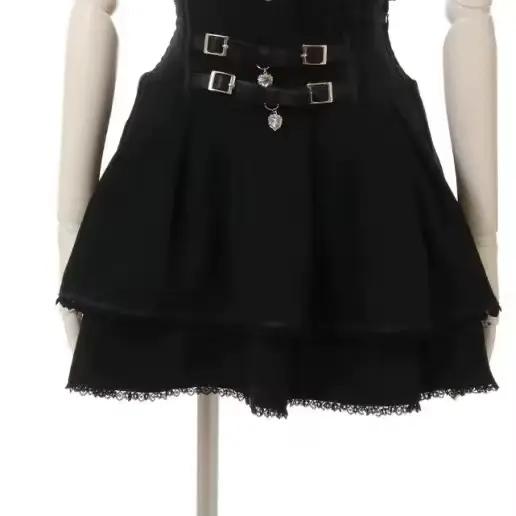 Mini jupe courte Style Lolita japonaise pour femmes, élégante, en dentelle, à bandes, gâteau de fête