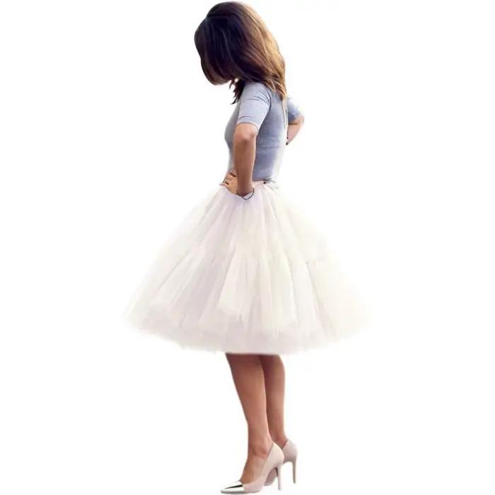 Jupe en Tulle pour femmes, 4 couches, maille moelleuse, sous-jupe de princesse, ligne A, longueur au