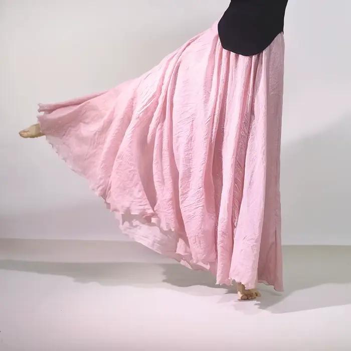 Jupe mi-longue en coton et lin pour femmes, nouvelle jupe irrégulière rétro printemps/été 2025