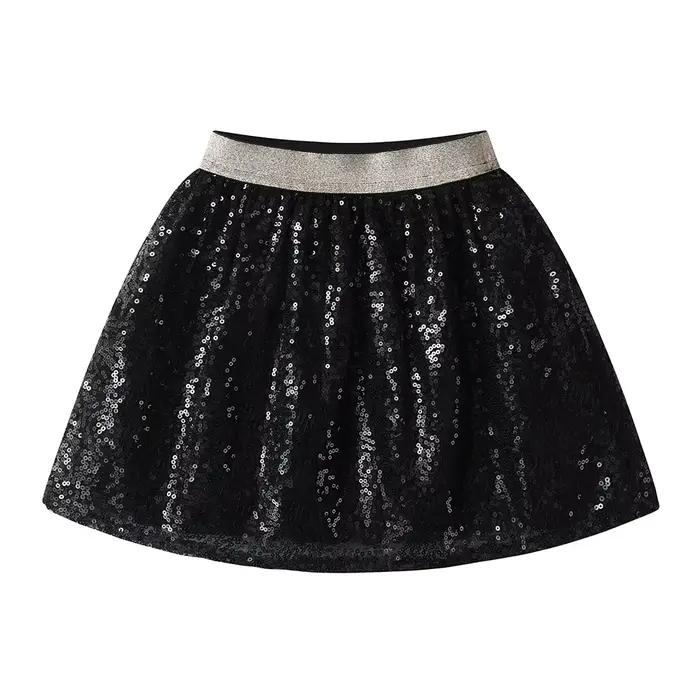 VIKITA Mini-jupes décontractées pour filles, noires, à paillettes scintillantes, pour fête d'anniver