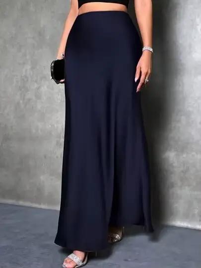 Dian – jupe longue en Satin pour femmes, nouvelle jupe longue européenne et américaine Simple en Imi