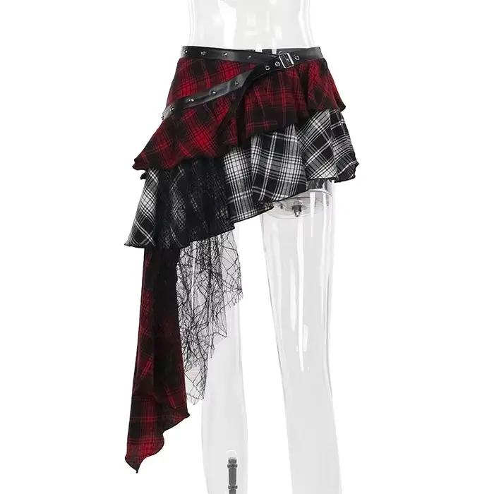 Jupe trapèze gothique taille haute pour femmes, nouveau Design, épissure asymétrique, jupe ort rétro