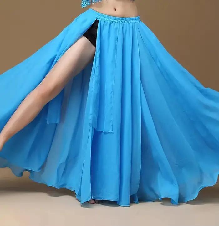 Jupe de danse du ventre fendue pour femme, jupe longue, document solide financièrement, taille haute