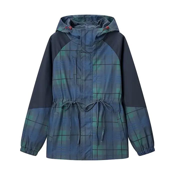 Veste à capuche décontractée à carreaux pour femme, nouvelle mode automne, style urbain, en polyeste