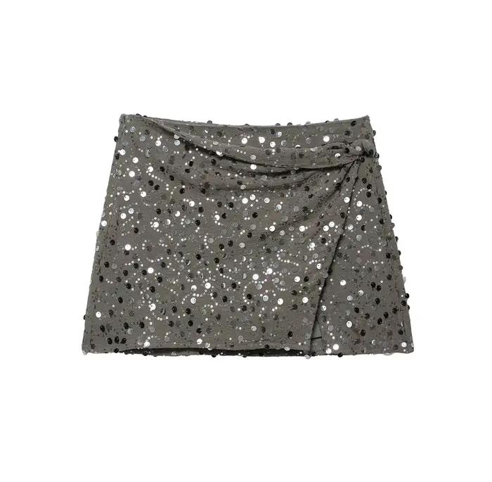 Chic élégant paillettes Mini jupes femmes mode fête mince Sexy femme jupes courtes été rue Club bril