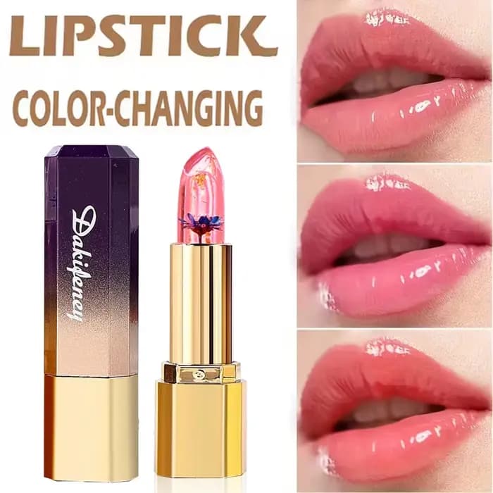 Rouge à lèvres transparent infusé aux fleurs, gloss à lèvres en gelée avec feuille d'or pour une hyd