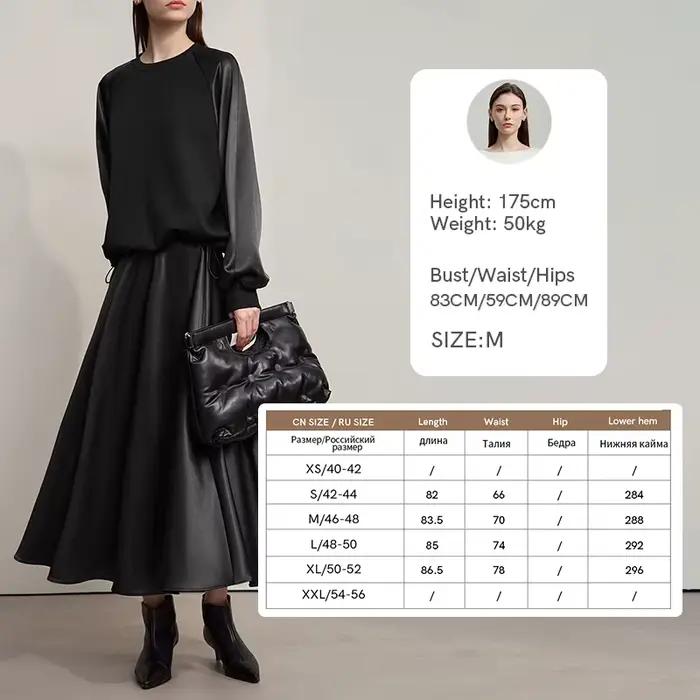 AMII femmes jupe ample longue a-jupe Satin jupes pour femmes 2025 automne nouveau minimaliste couleu