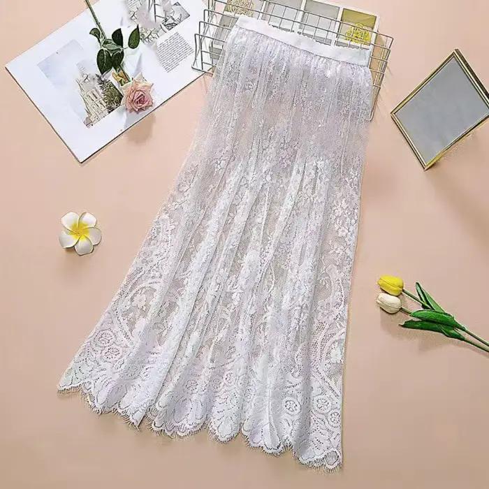 Sous-jupe en dentelle florale, Anti-éblouissement, 75cm, maille, robe, taille haute, jupe de sécurit