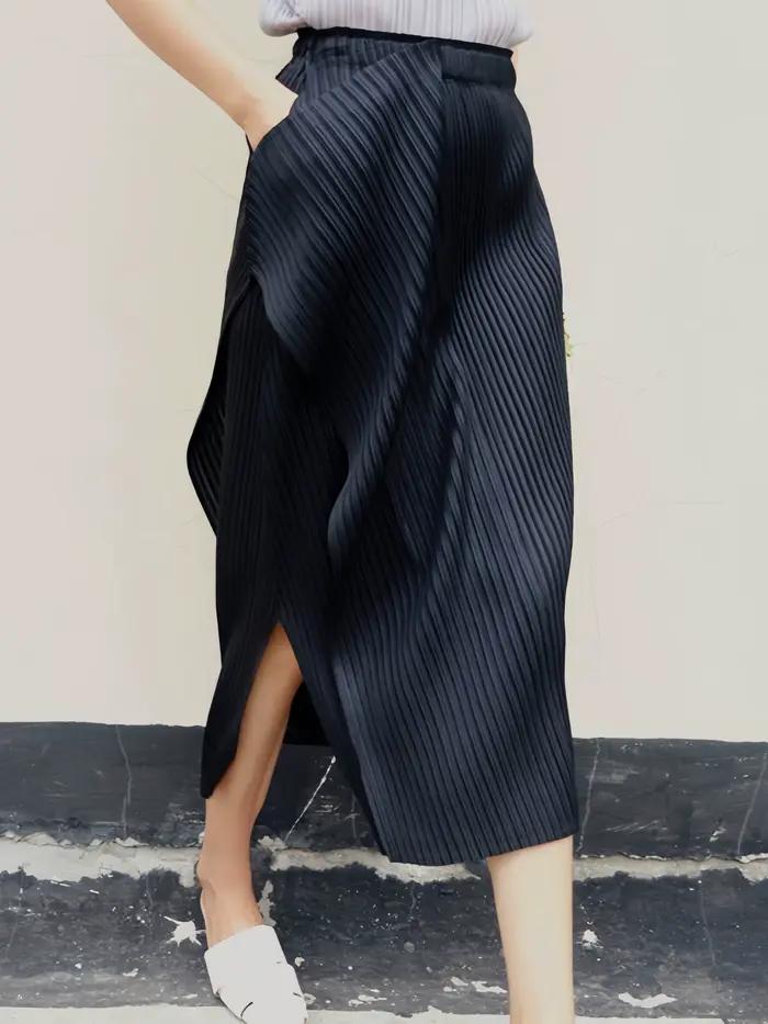 Miyake jupe plissée irrégulière femmes 2025 printemps été mode coréenne casual jupes plissées droite