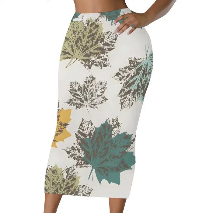 Jupe midi à imprimé cœurs pastel, motif cœurs arc-en-ciel, coupe crayon taille haute, tenue décontra
