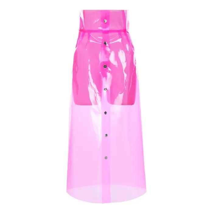 Jupe moulante transparente en PVC pour femme, taille haute, boutons pression sur le devant, jupe cra
