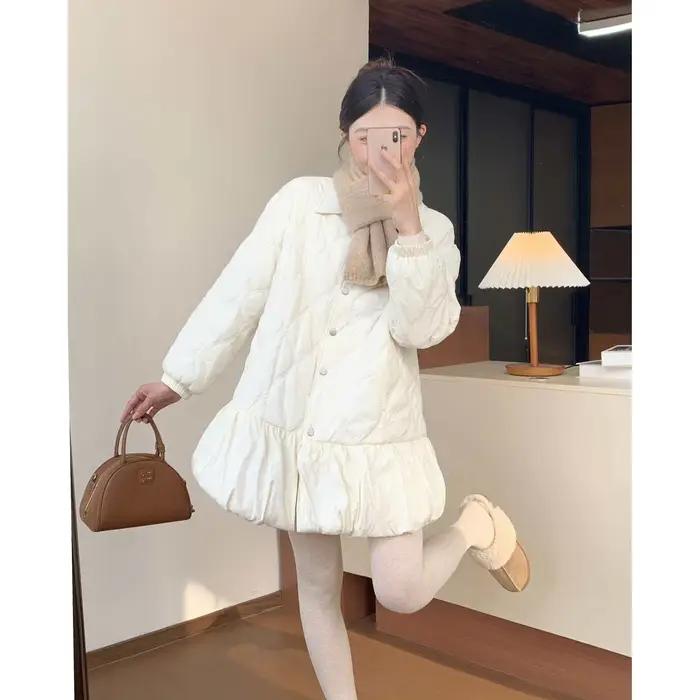 Jupe froissée manteau en coton pour femmes hiver nouveau Style épaissi chaud doux manteau court pour