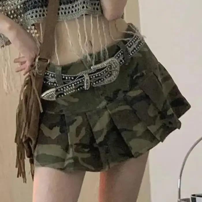 Jupes plissées de style américain pour femmes, vêtements vintage, camsalomon, High Street Fit, étudi