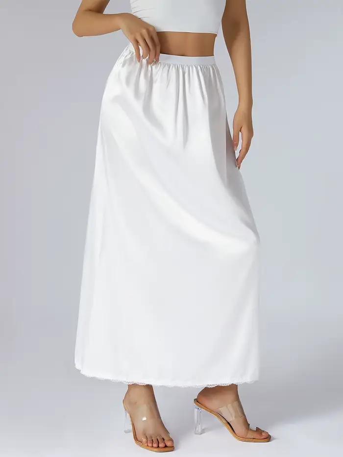 Demi-glissement sous jupe pour femmes 2025 mode solide noir blanc jaune taille élastique doublure in