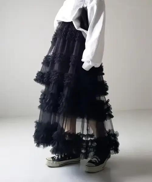 Jupe longue dégradée pour femme, taille haute, peplum amincissant, maille, ligne A, plissée