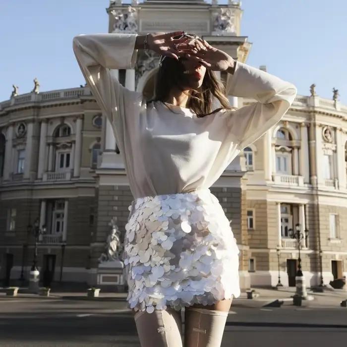 Mini-jupe de fête à sequins, jupe d'anniversaire tendance pour femmes