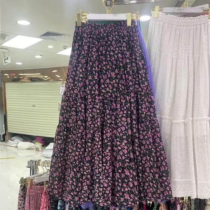 Jupe mi-longue à imprimé floral taille haute pour femme, nouveau style coréen amincissant, rétro et 