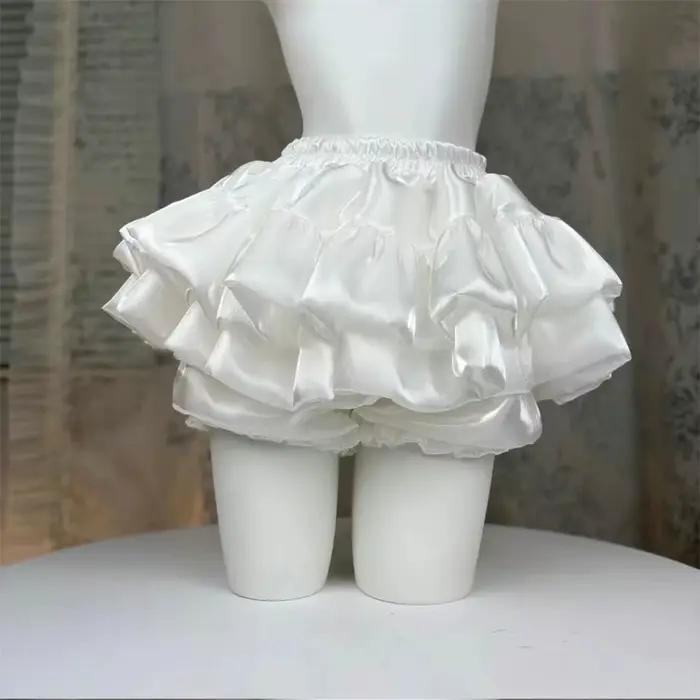 Nouvelle jupe courte décontractée en satin doux à taille élastique pour femme, jupe d'été chic blanc