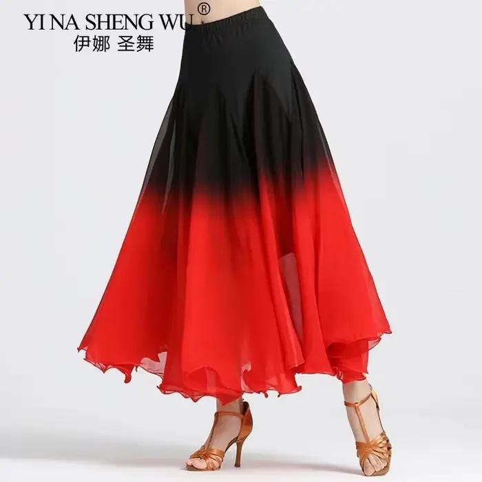 Jupe de danse moderne pour femmes, Costume de spectacle de valse Flamenco latine, couleur dégradée, 