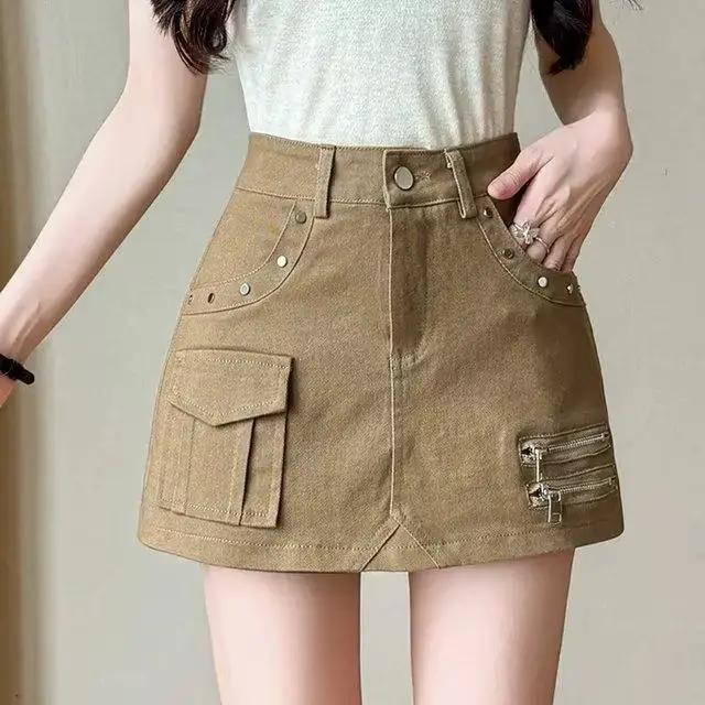 Jupe en jean coréenne tendance pour femme, nouvelle collection été 2026, taille haute amincissante, 