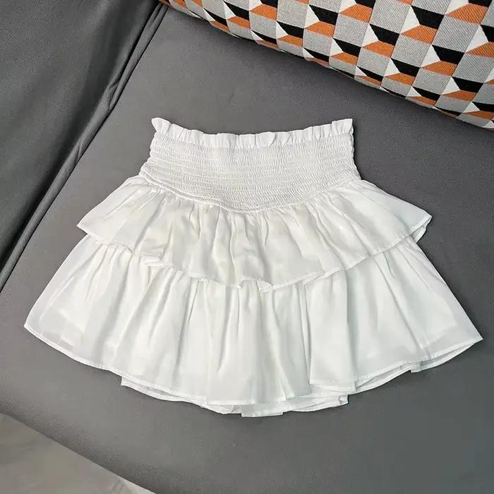 Mini jupe trapèze en mousseline de soie blanche, jupe mi-longue de Style Ballet pour femmes, jupes é