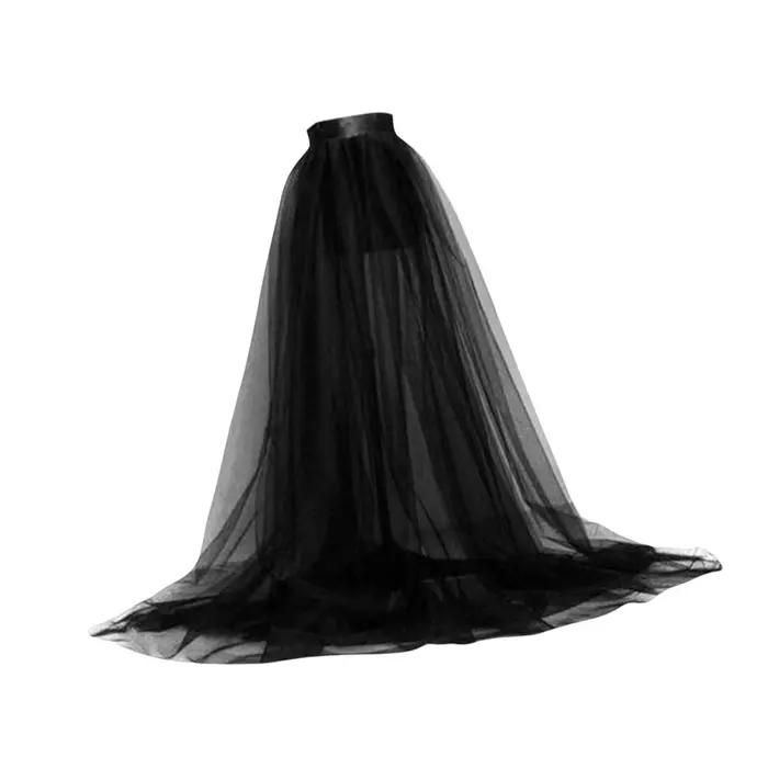Jupe longue Tutu en Tulle pour femmes, à lacets, taille haute, détachable, couleur unie, pour fête, 