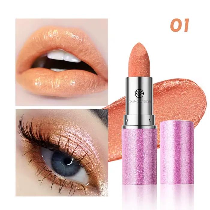 Rouge à lèvres métallique brillant, 6 couleurs, brillant et audacieux, teinte nacrée, longue durée, 