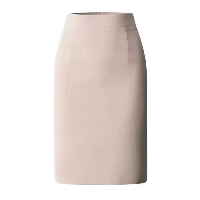 Jupes de travail d'été pour femmes, jupe mi-longue kaki avec fente, taille haute, luxe, élégante, vê