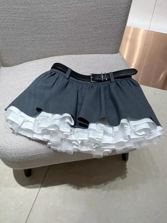 Jupe-culotte grise bouffante, nouvelle collection Printemps 2026, polyvalente et légère
