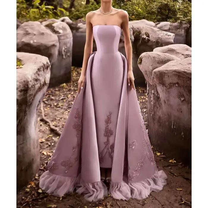 Robe de Soirée Personnalisée en Dentelle, Tenue Élégante Sans Bretelles, à Paillettes, Dos aux, pour