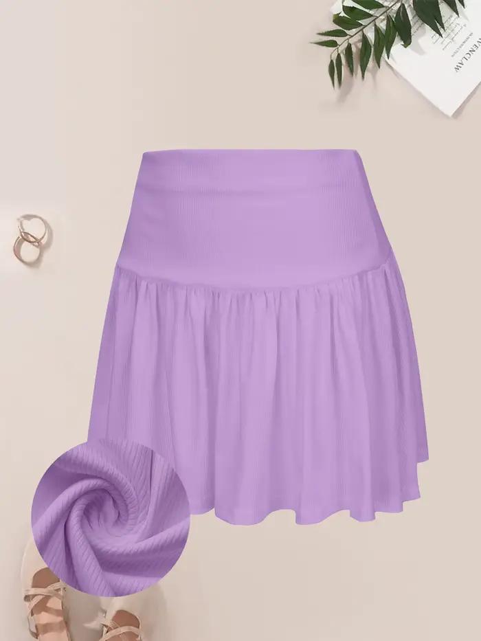 Jupe courte élégante en tricot uni, taille haute, tissu extensible, mini-jupe décontractée et polyva