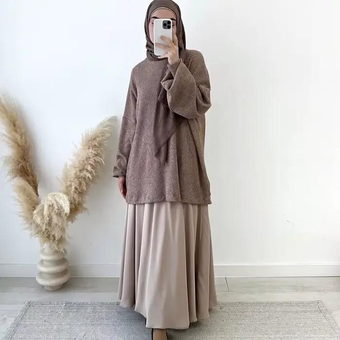 Ensemble jupe et haut pour femme musulmane, 2 pièces, jupe longue, tenue modeste pour l'Aïd, hauts t