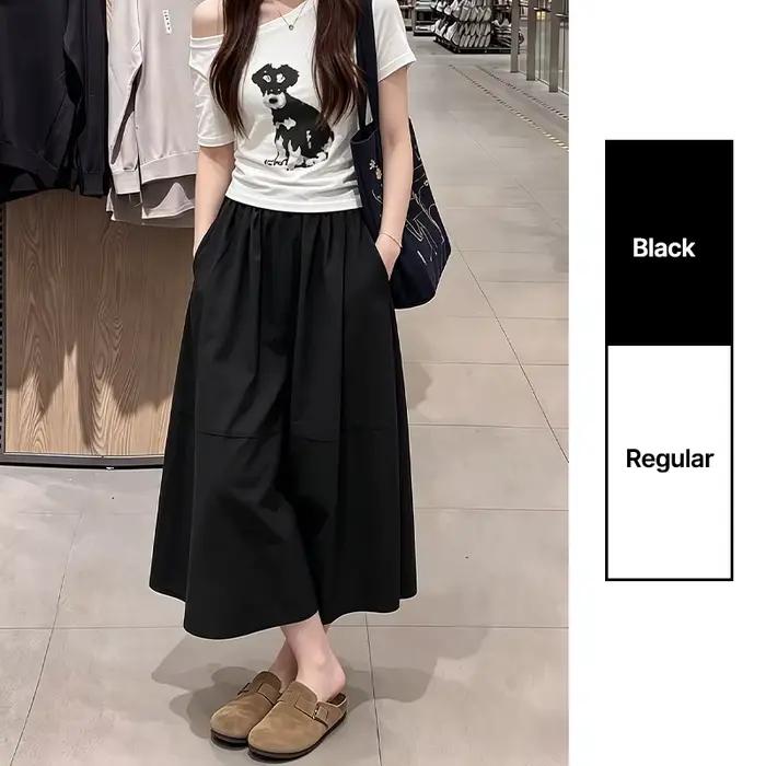 Jupes longues en coton et lin de style japonais pour femmes, jupe plissée à taille haute, coupe évas