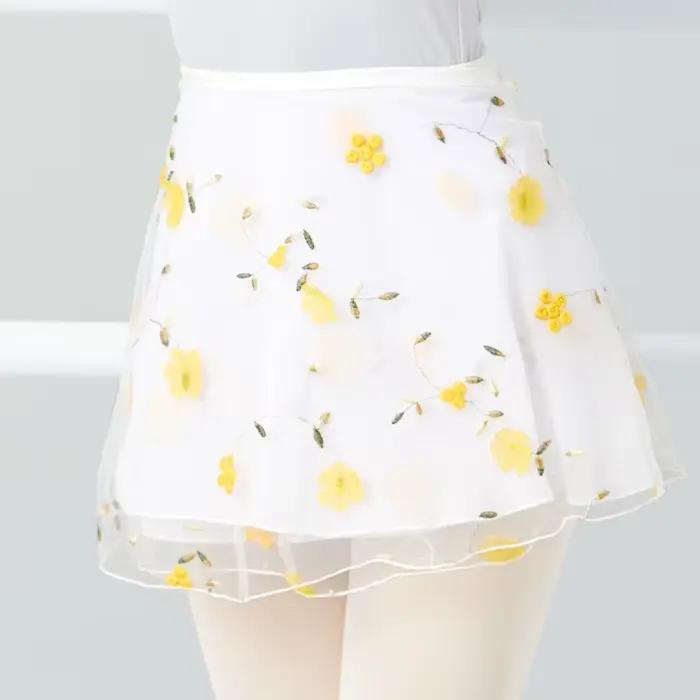 Jupes de danse de ballet pour femmes, broderie florale, mini jupes enveloppantes courtes, jupes de d